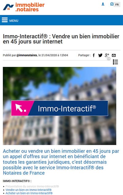 Le site immobilier.notaires vous propose son service de vente immo-interactive.